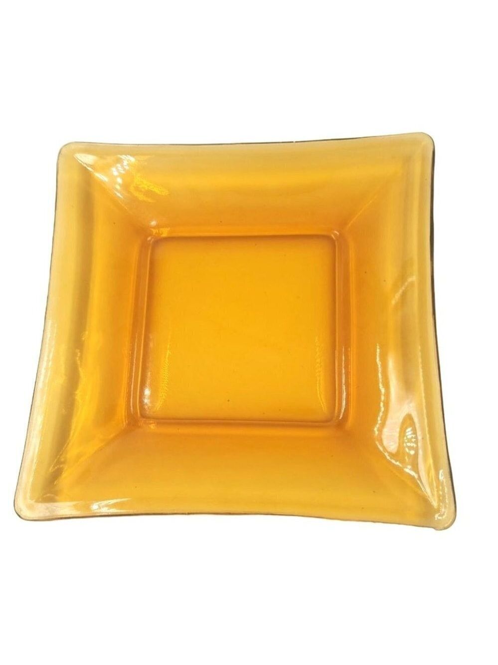 Vintage, Square Amber 6 inch Salad Plate, Candydish, Ashtray, Jewelry Tray